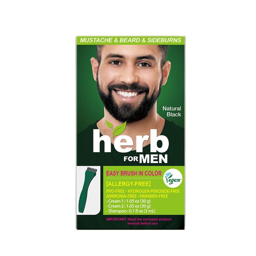 صبغ أسود طبيعي Herb For Men, PPD & Ammonia Free Mustache & Beard Dye - Natural Black - الصورة 1